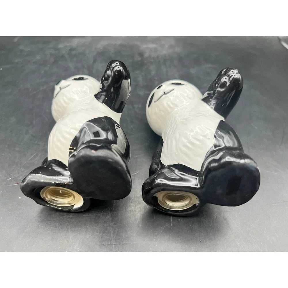 Vtg Ceramic Panda Bear Salt &‎ Pepper Shakers As Is 3.5